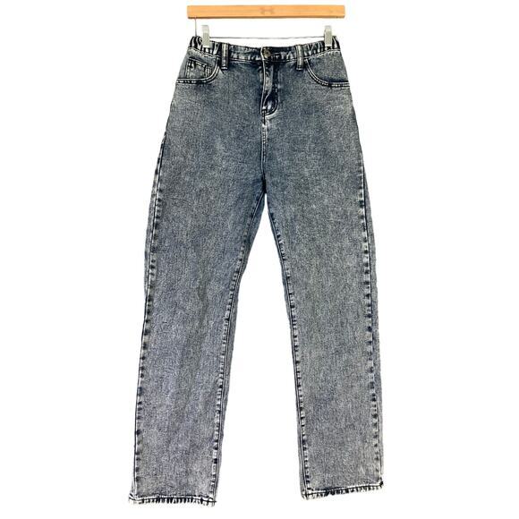Women's High Rise Acid Wash Slim Jeans Blue‎ Size 32 Mom Jeans - Picture 1 of 11